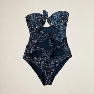 Black and white retro polka dot bow cutout one piece swimsuit Urban outfitters